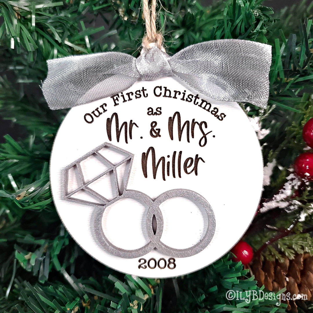 Our first Christmas as Mr. and Mrs. personalized ornament