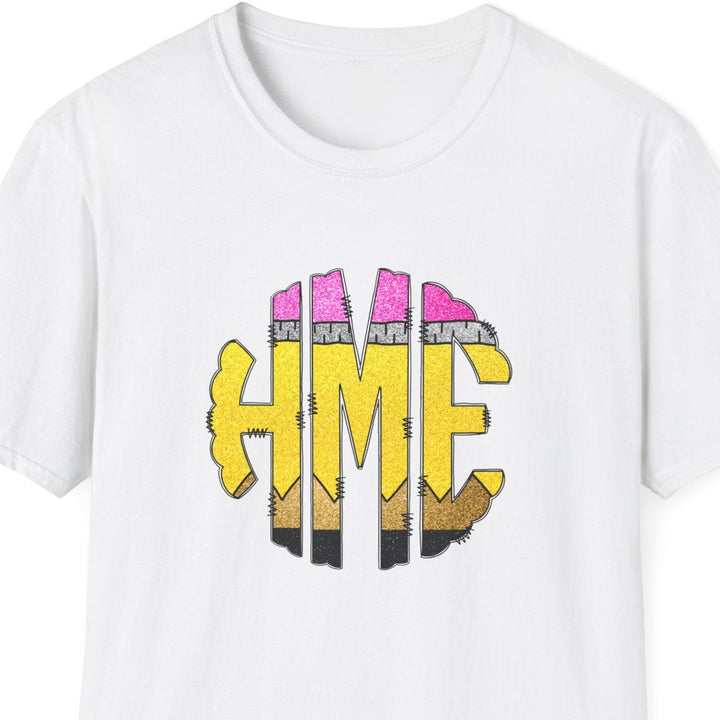 Round School Pencil Monogram Teacher Shirt | Personalized Back to School Tee