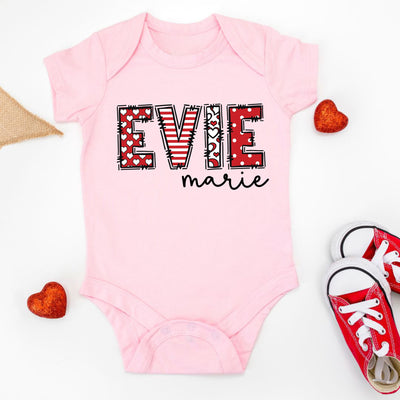 Personalized Name in Red and White Valentine Letters