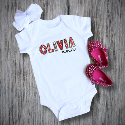 Personalized Name in Red and White Valentine Letters