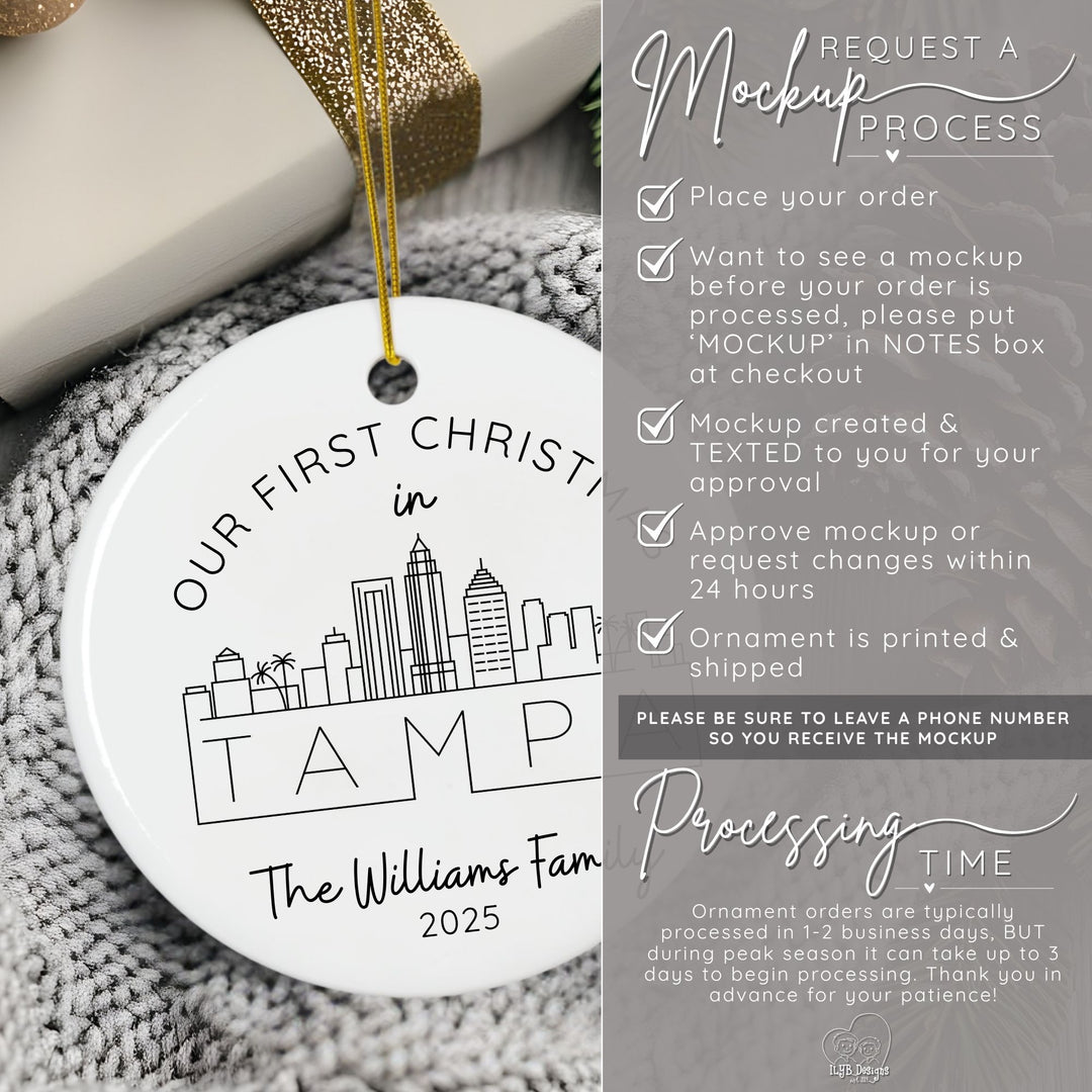 US City Skyline Travel Ornament | Vacation Christmas Ornaments