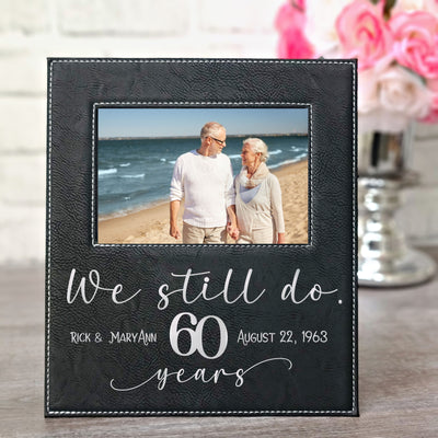 We Still Do Black & Silver Leatherette Picture Frame | 60th Wedding Anniversary Gift