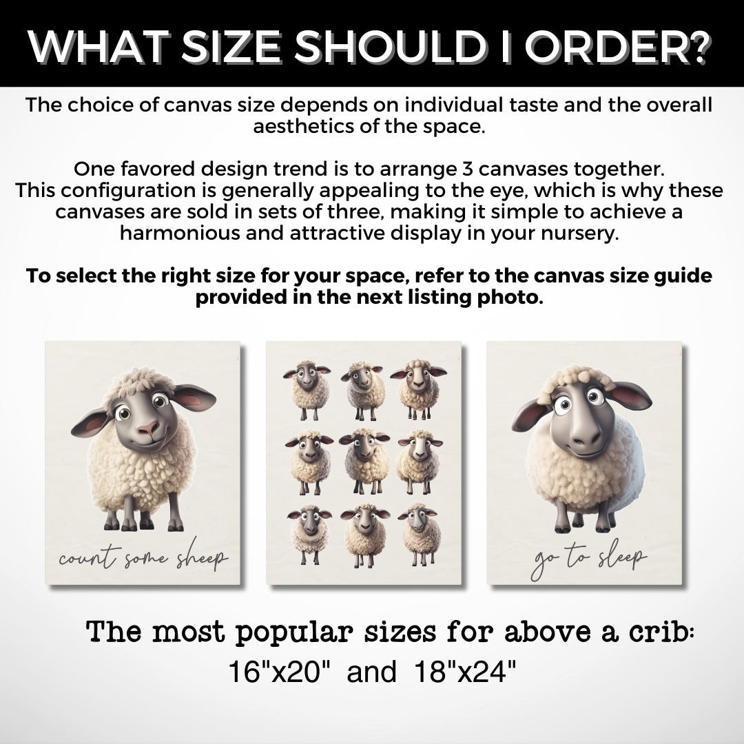 Counting Sheep Nursery Wall Art | Set of 3 Canvas Gallery Wraps