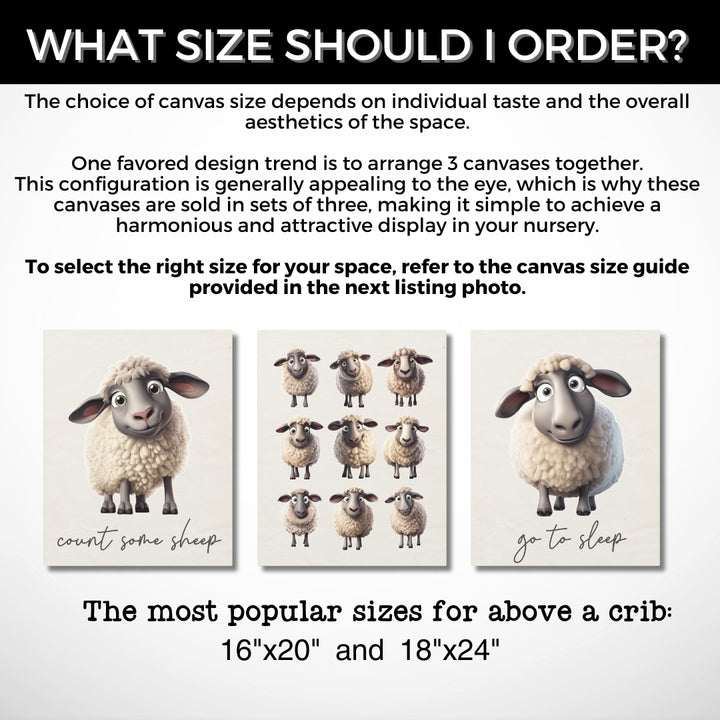 Counting Sheep Nursery Wall Art | Set of 3 Canvas Gallery Wraps