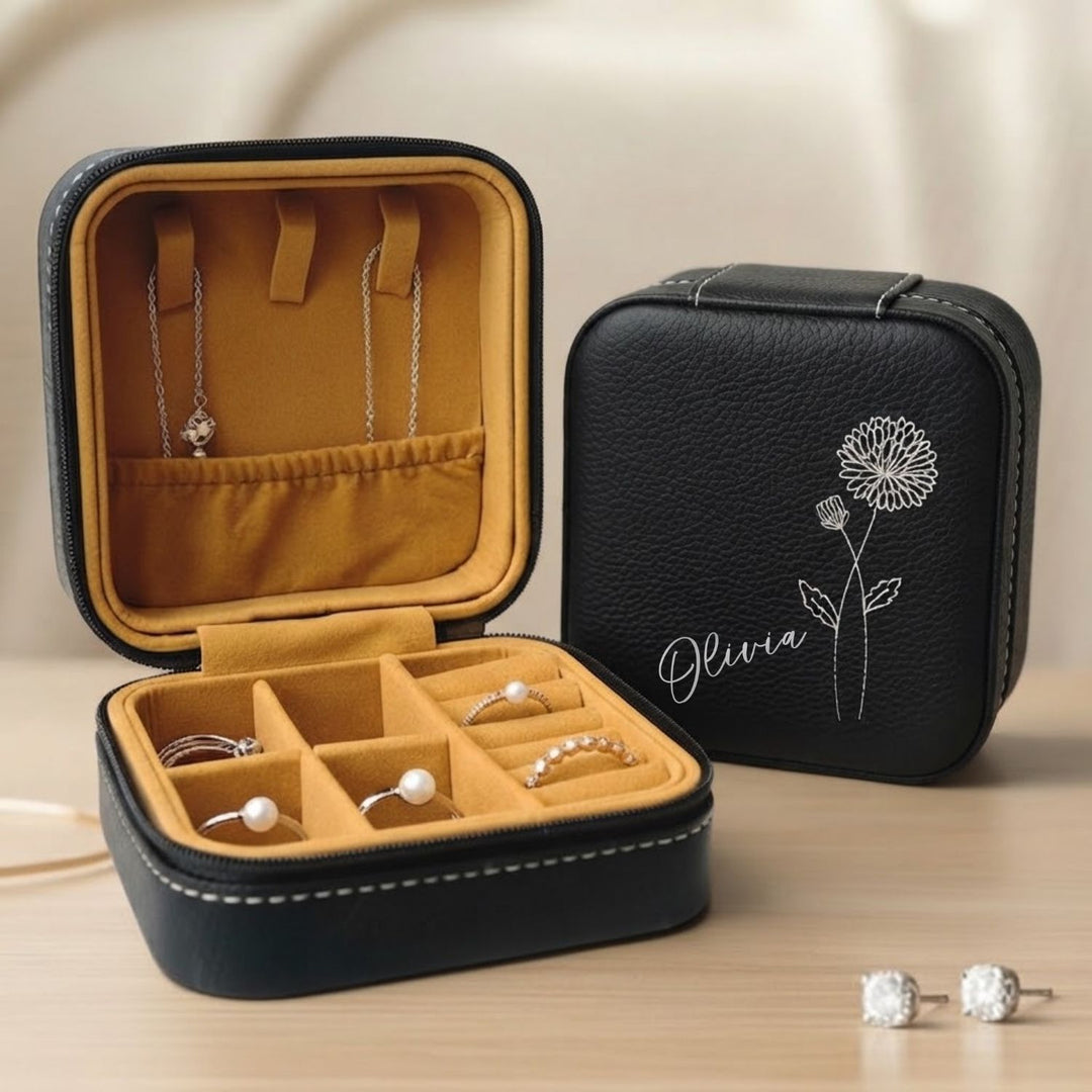 Leatherette Travel Jewelry Case | Wildflower Design | Clearance Sample