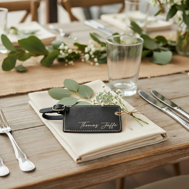 Personalized Luggage Tag | Laser Engraved Faux Leather Script Name