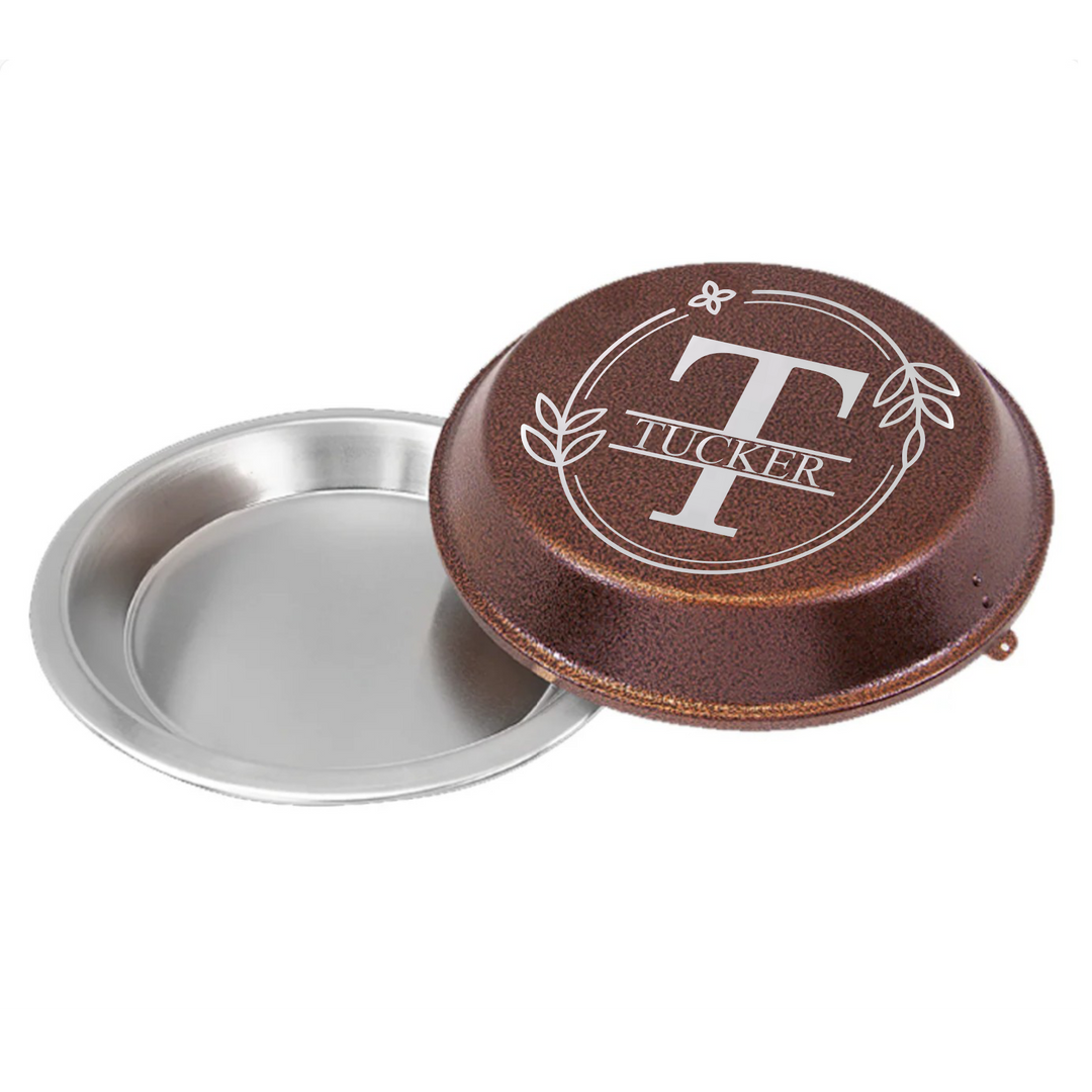 Personalized Laser Engraved Pie Pan | Copper Lid | Monogram