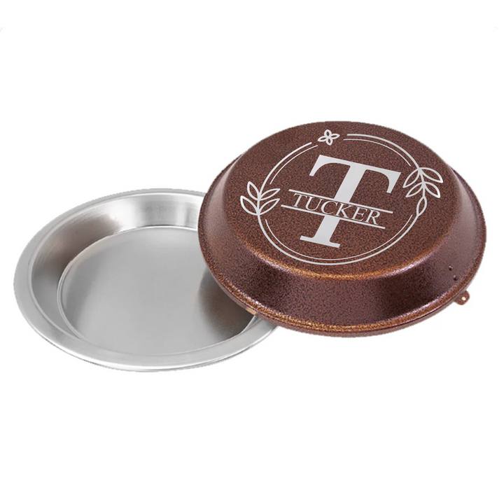 Personalized Laser Engraved Pie Pan | Copper Lid | Monogram