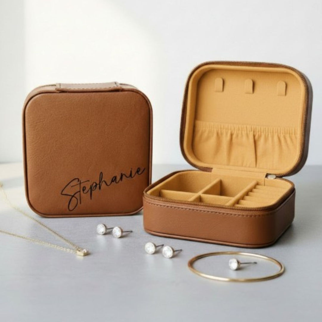 Custom Engraved Name Travel Jewelry Case | Personalized Women's Jewelry Organizer