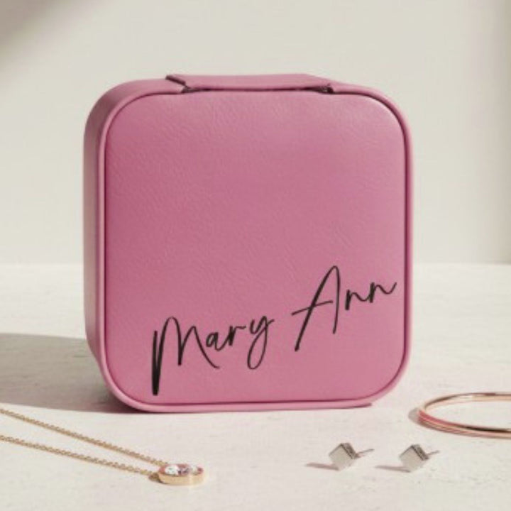 Personalized Bridesmaid Gift | Script Name Travel Jewelry Box