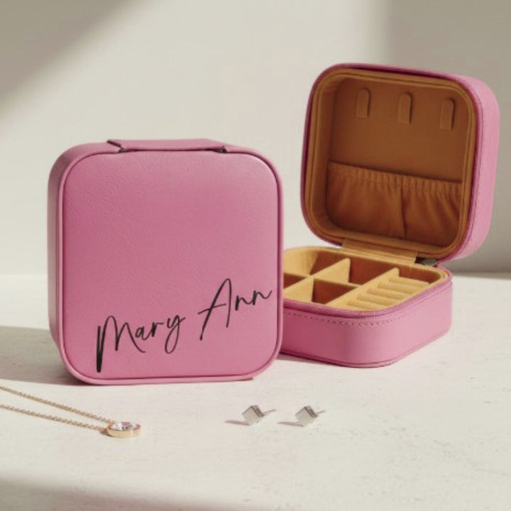 Personalized Bridesmaid Gift | Script Name Travel Jewelry Box