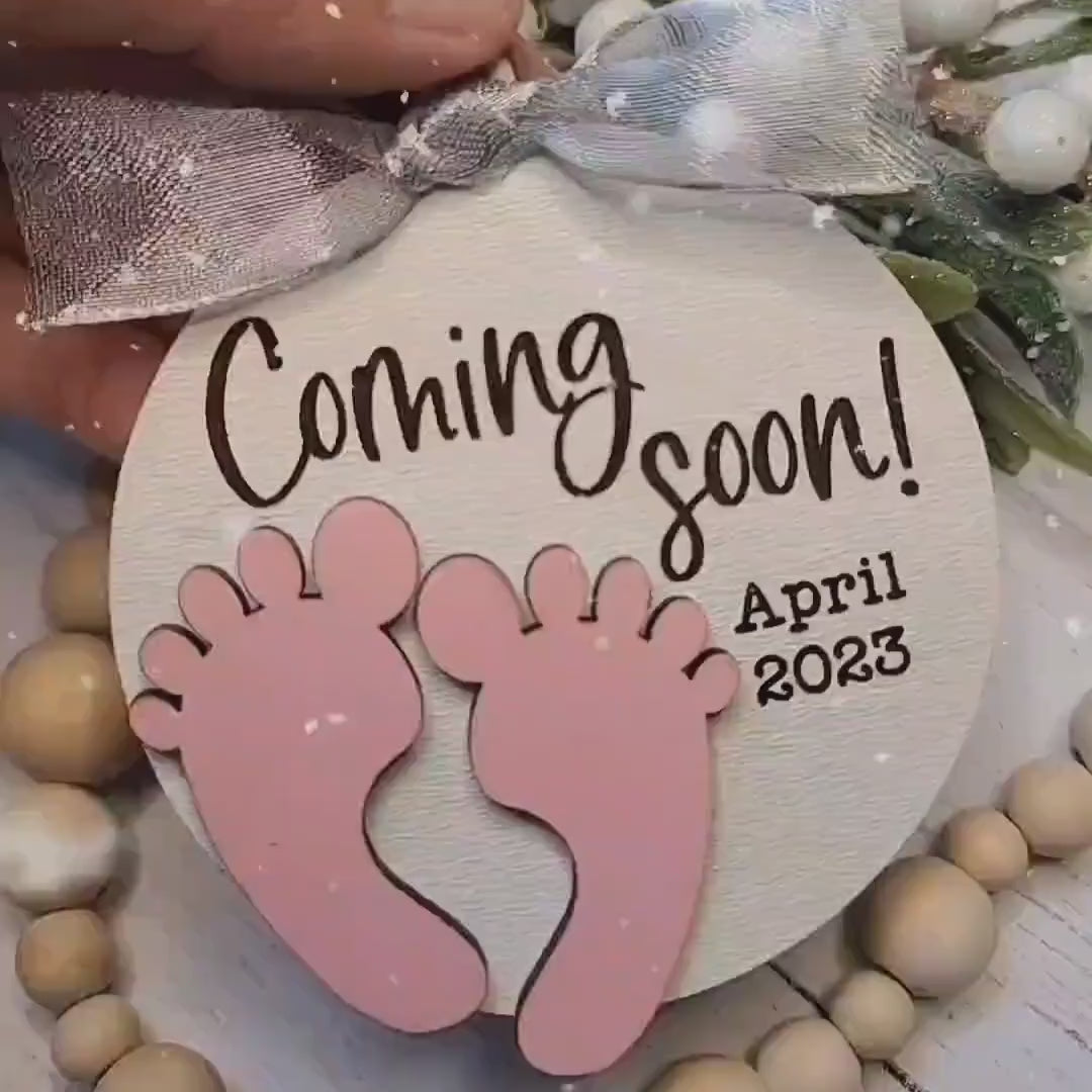 Pregnancy Announcement Baby Feet Christmas Ornament | Laser Cut SVG Bundle