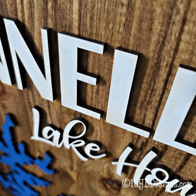 Laser Cut Wood Lake House Sign with Lake Silhouette - 12" x 18" Sign