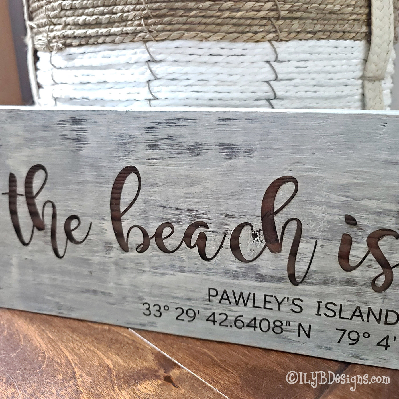 The Beach is Calling Laser Engraved Wood Sign