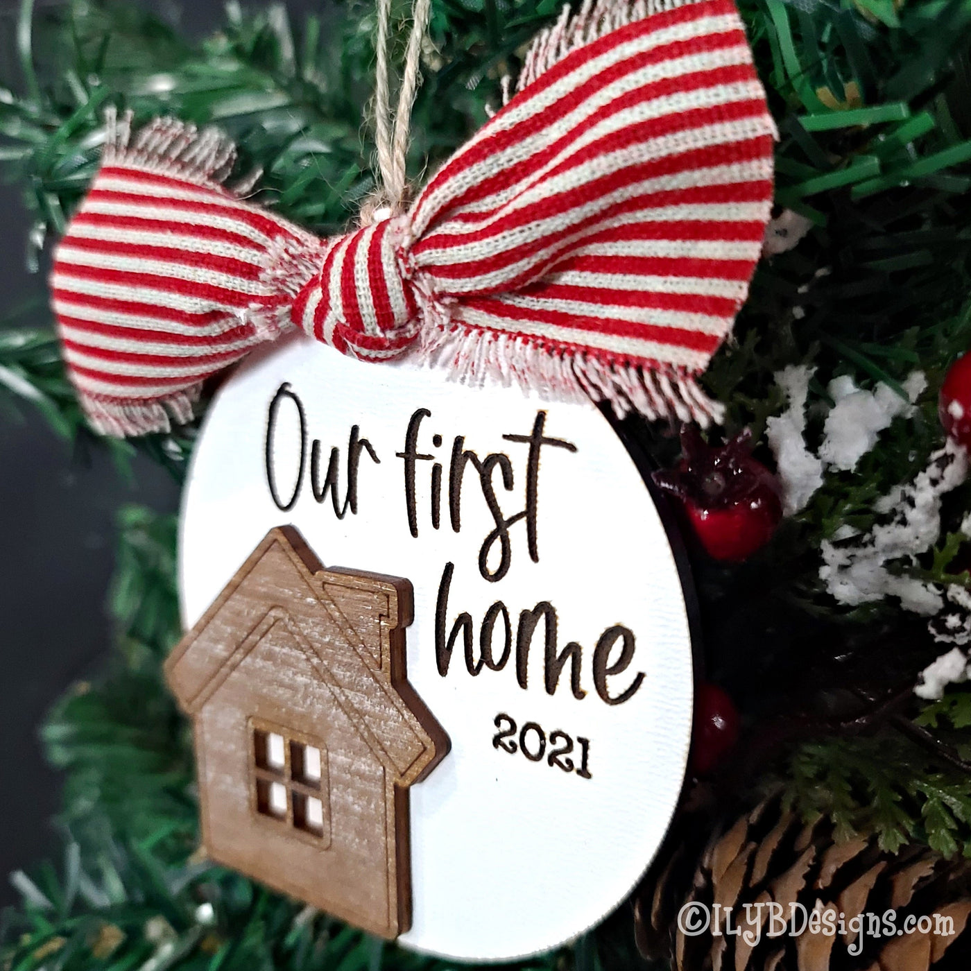 Our First Home Christmas Ornament | Personalized Laser Cut Wood Ornament
