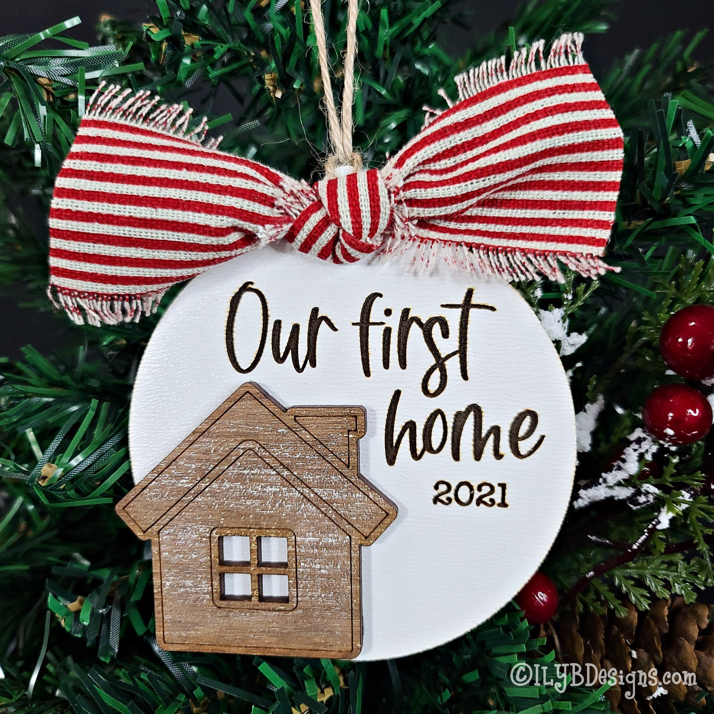 Our First Home Christmas Ornament | Personalized Laser Cut Wood Ornament