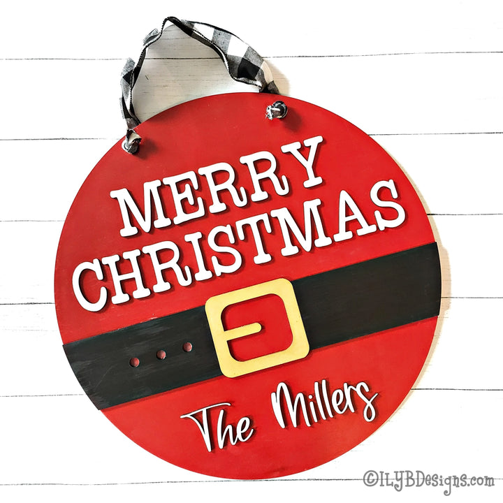 Santa Belt Round Door Hanger | Laser Cut Christmas Sign