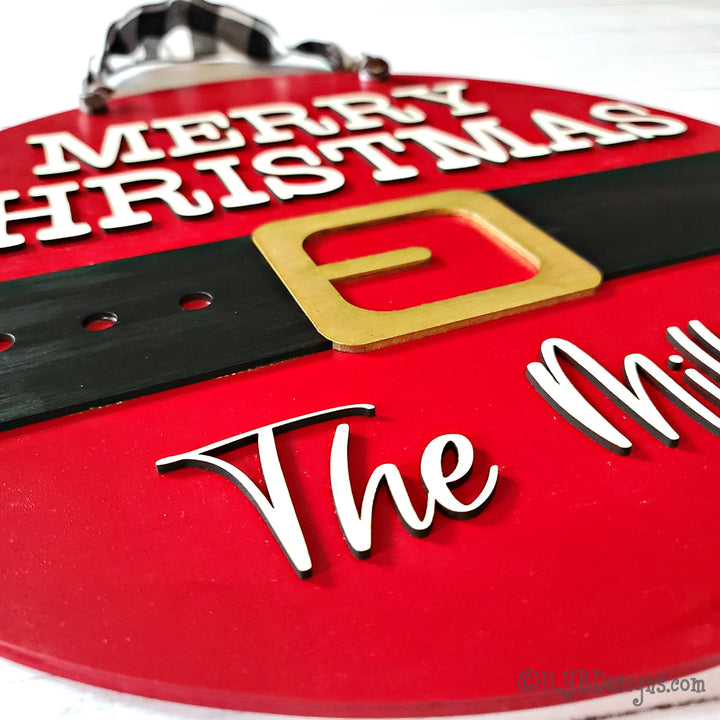 Santa Belt Round Door Hanger | Laser Cut Christmas Sign