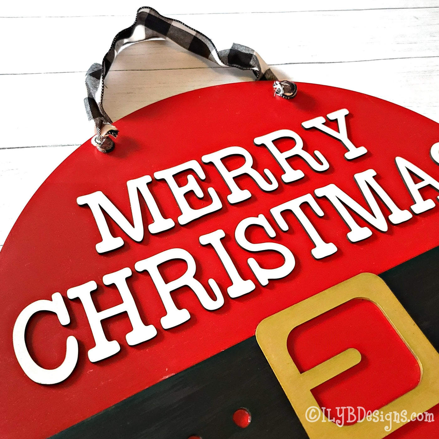 Santa Belt Round Door Hanger | Laser Cut Christmas Sign