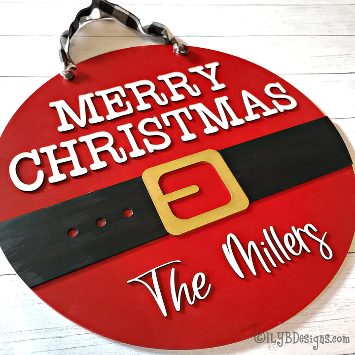 Santa Belt Round Door Hanger | Laser Cut Christmas Sign