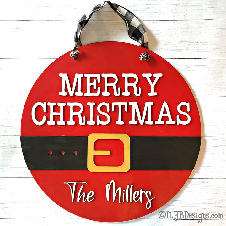 Santa Belt Round Door Hanger | Laser Cut Christmas Sign