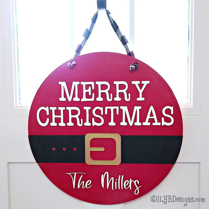 Santa Belt Round Door Hanger | Laser Cut Christmas Sign