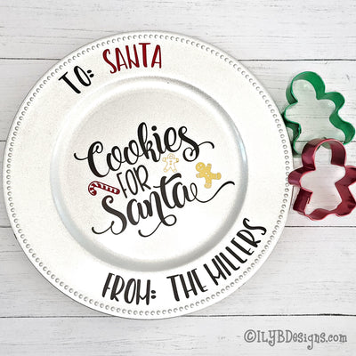 Cookies for Santa Personalized Cookie Plate - Silver