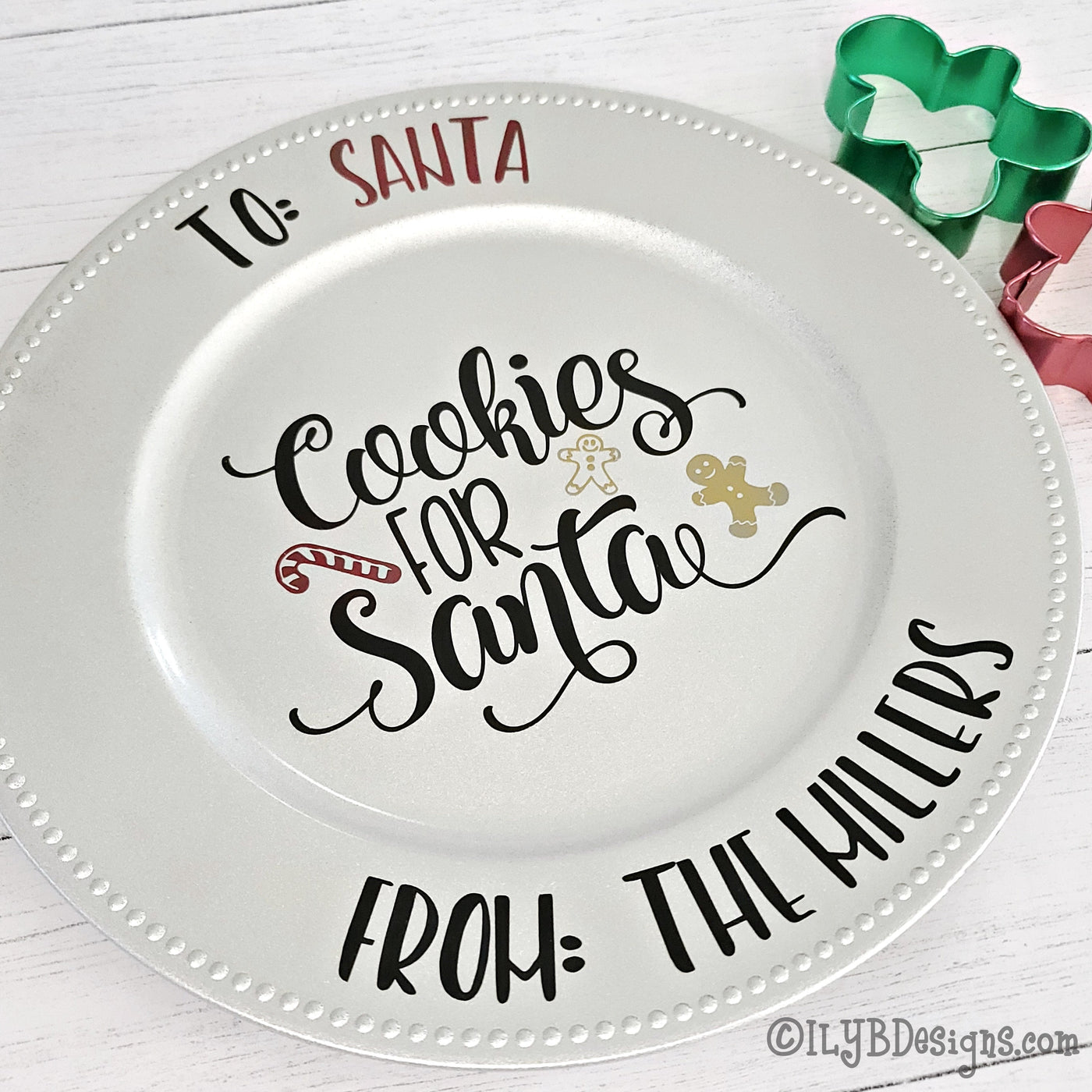 Cookies for Santa Personalized Cookie Plate - Silver