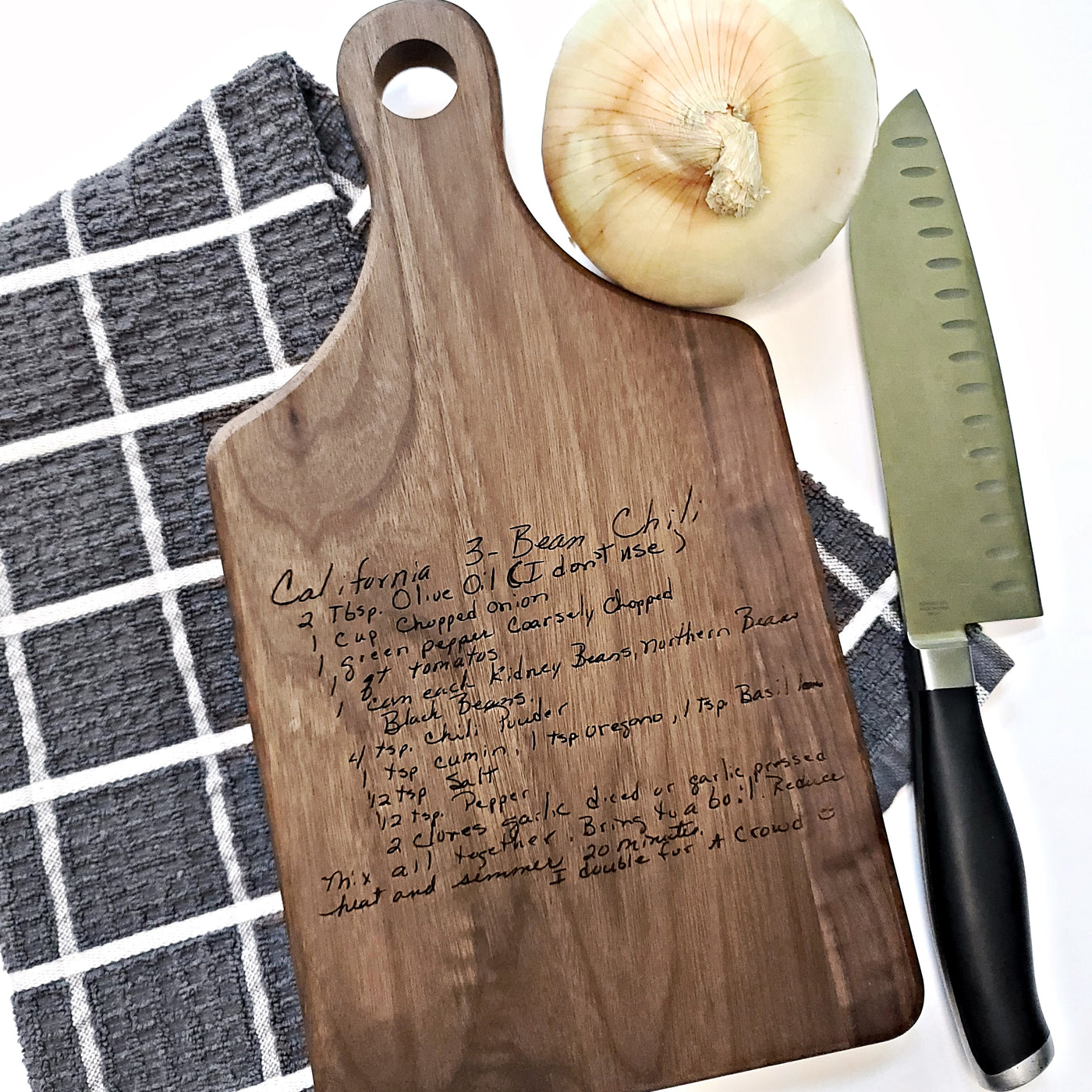 Recipe Engraved Cutting Board | Acacia Wood Paddle Board