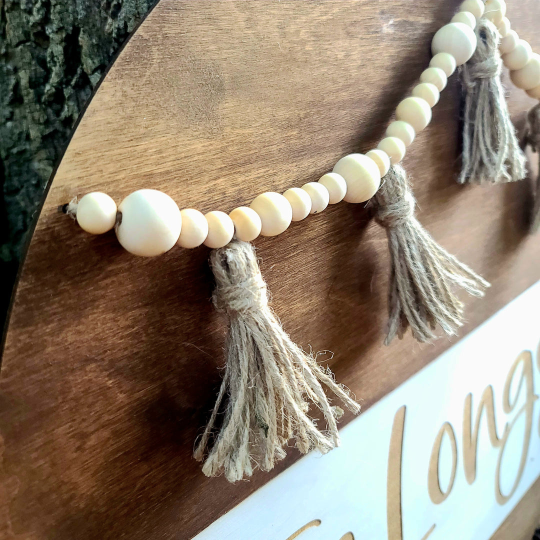 Boho Double Bead Garland Family Name Sign