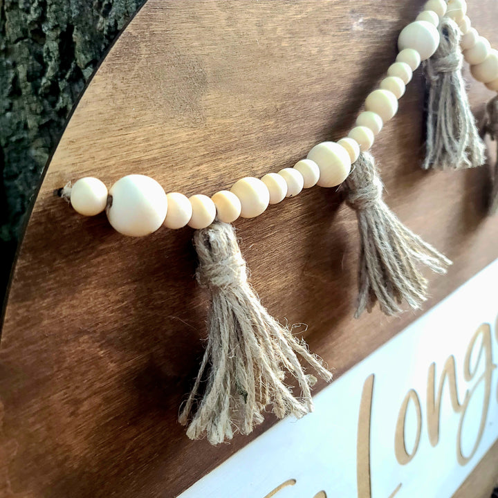 Boho Double Bead Garland Family Name Sign