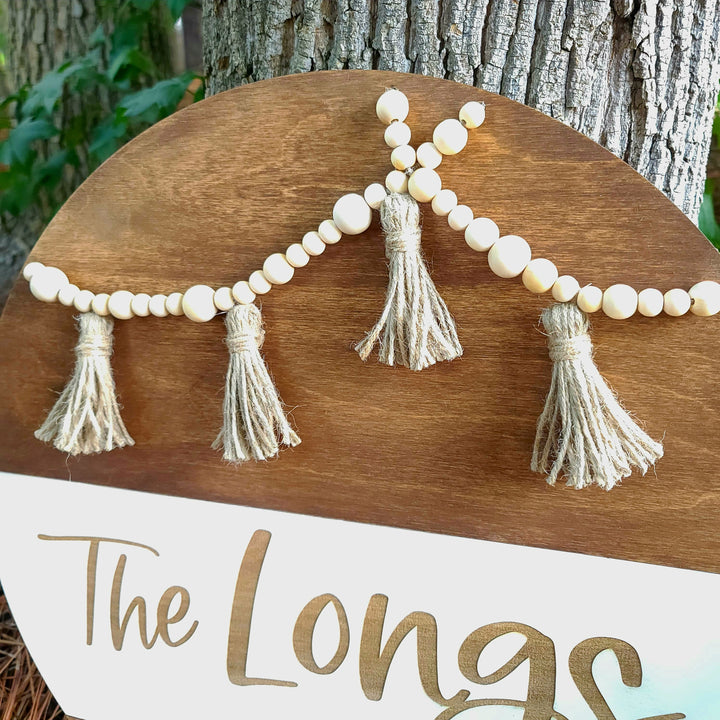 Boho Double Bead Garland Family Name Sign