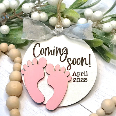 Pregnancy Announcement Baby Feet Christmas Ornament | Laser Cut SVG Bundle