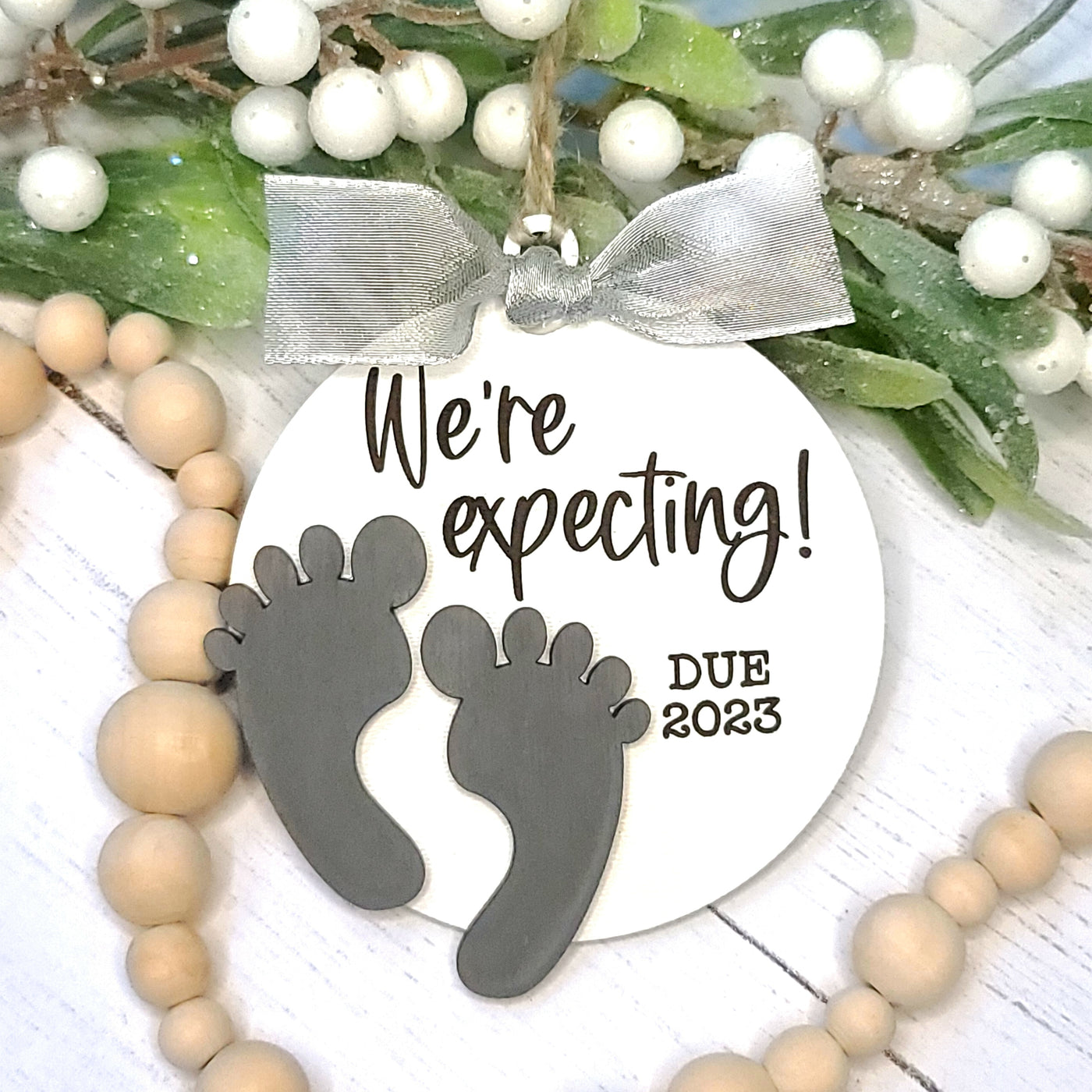 Coming Soon Pregnancy Christmas Ornament | Personalized Laser Cut Wood Ornament