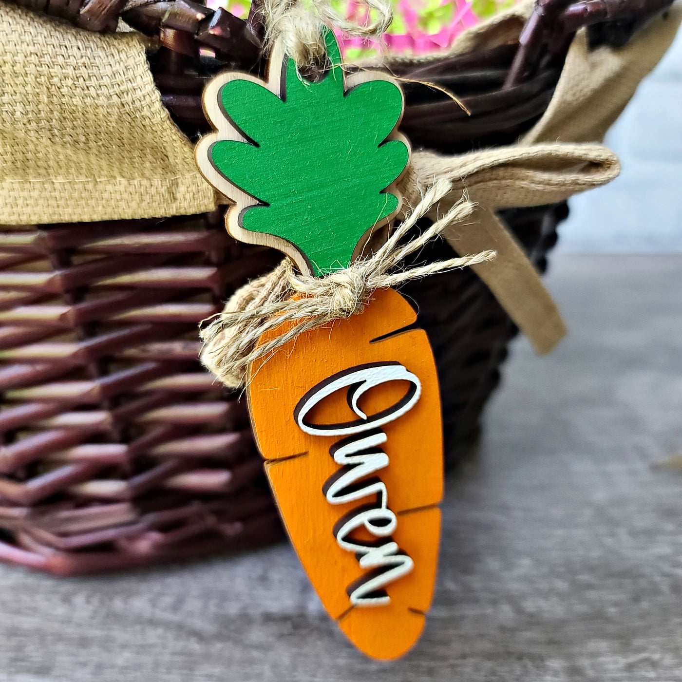 Personalized Carrot Easter Basket Name Tag