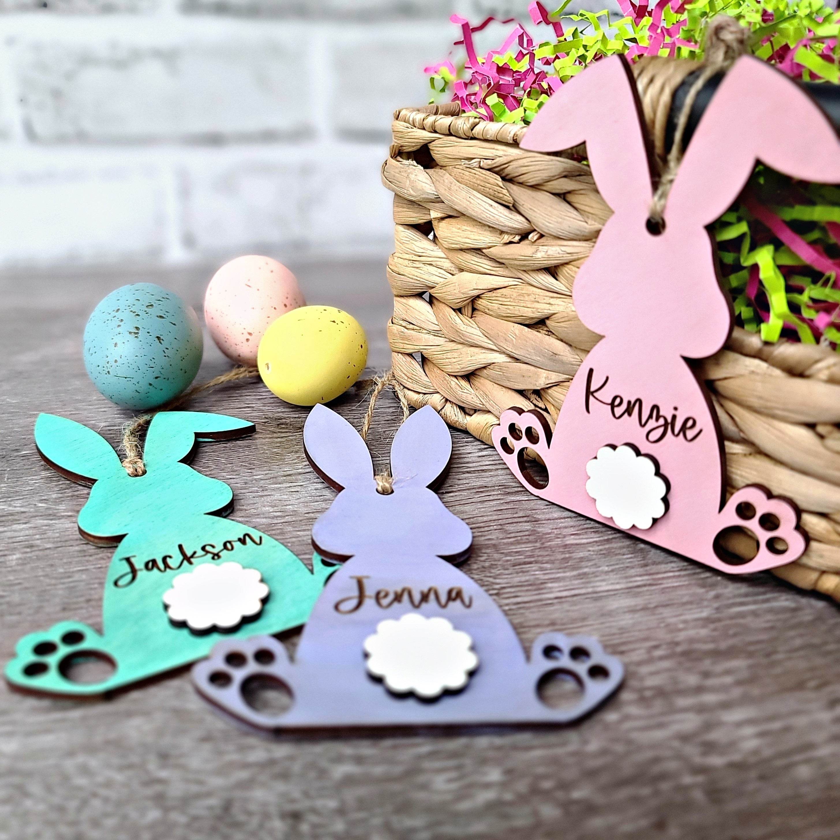 Personalized Easter Bunny Easter Basket Name Tag - ILYB Designs