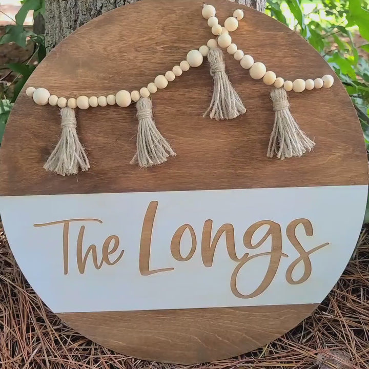 Boho Double Bead Garland Family Name Sign