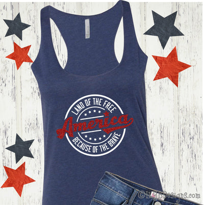 America Land of the Free Because of the Brave Tank Top - ILYB Designs