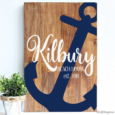 BEACH HOUSE Sign LAKE HOUSE Sign ANCHOR Sign - ILYB Designs