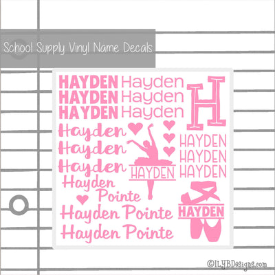 Ballet Back to School Labels - School Supply Labels for Girls - Back to School Name Decals - ILYB Designs