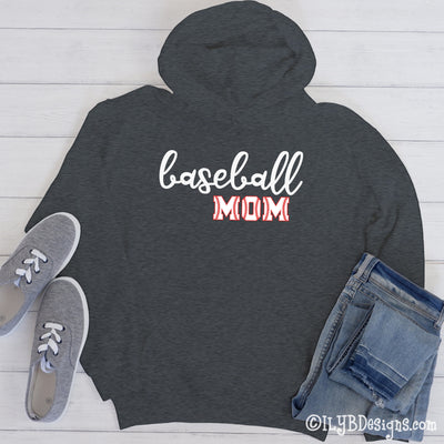 Baseball Mom Hoodie - Baseball Mom in Baseball Letters - ILYB Designs