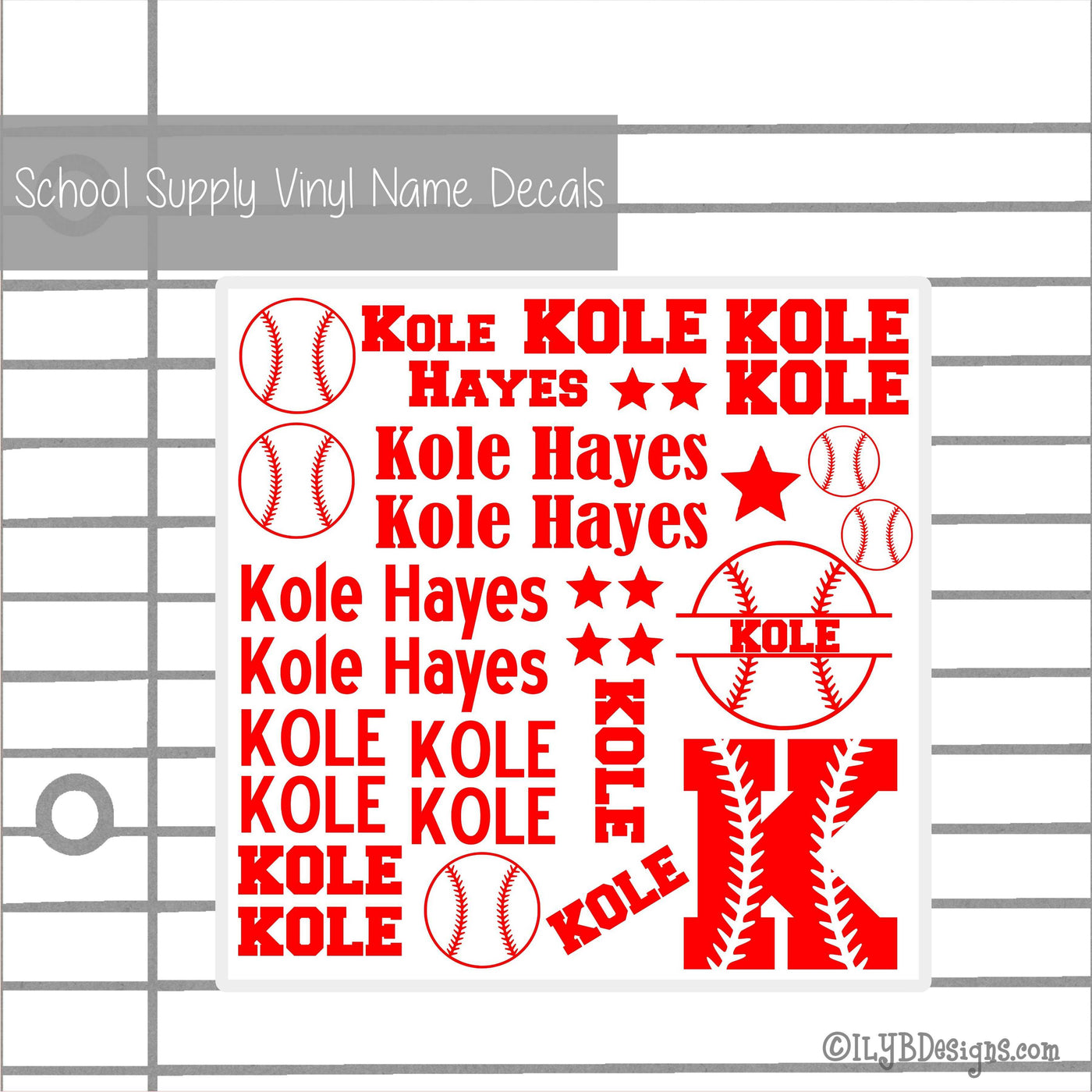 Baseball Back to School Name Labels - School Supply Labels for Boys - ILYB Designs