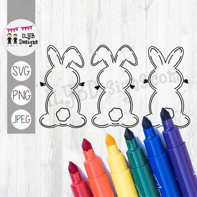 Bunny Butts Coloring Shirt SVG, PNG, JPEG Cutting Files - ILYB Designs