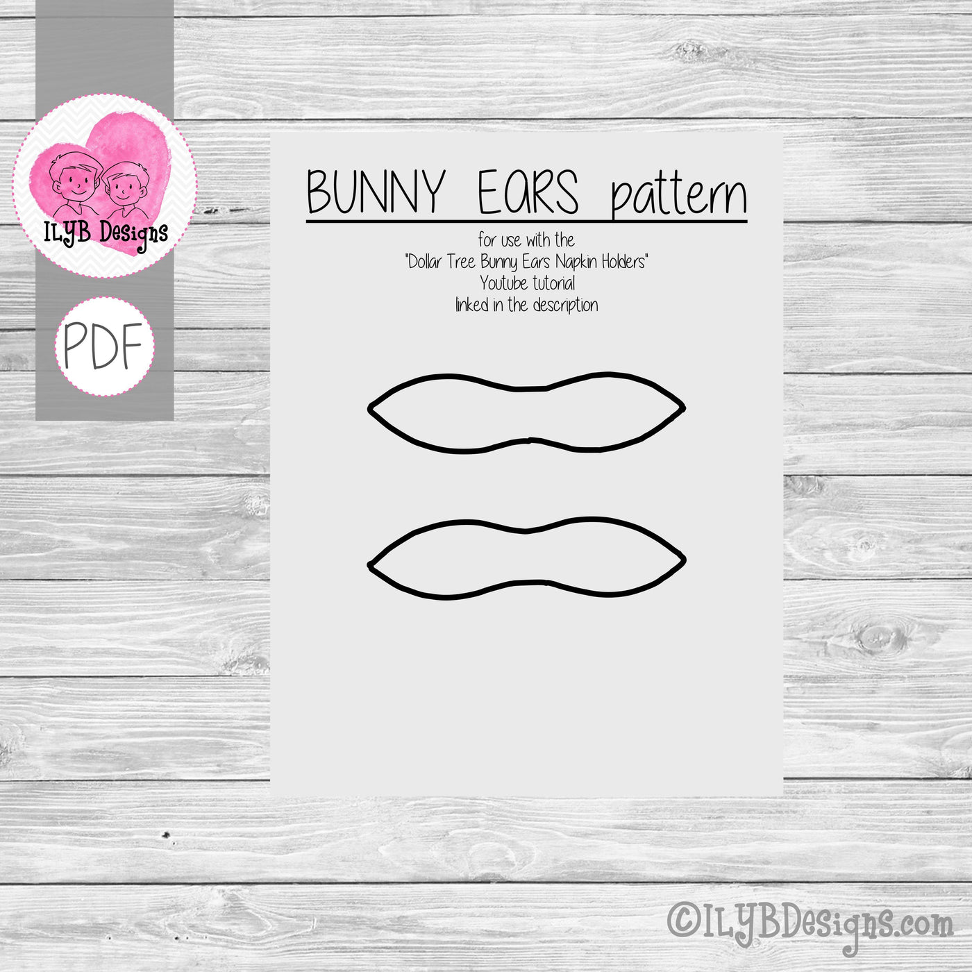 Bunny Ears Pattern Printable - PDF Printable File - ILYB Designs