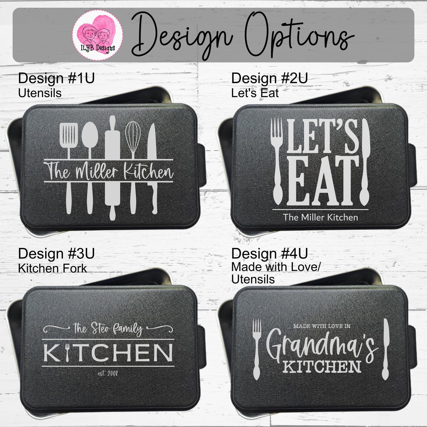 Personalized Cake Pan with Laser Engraved Lid | The Family Kitchen Fork Design