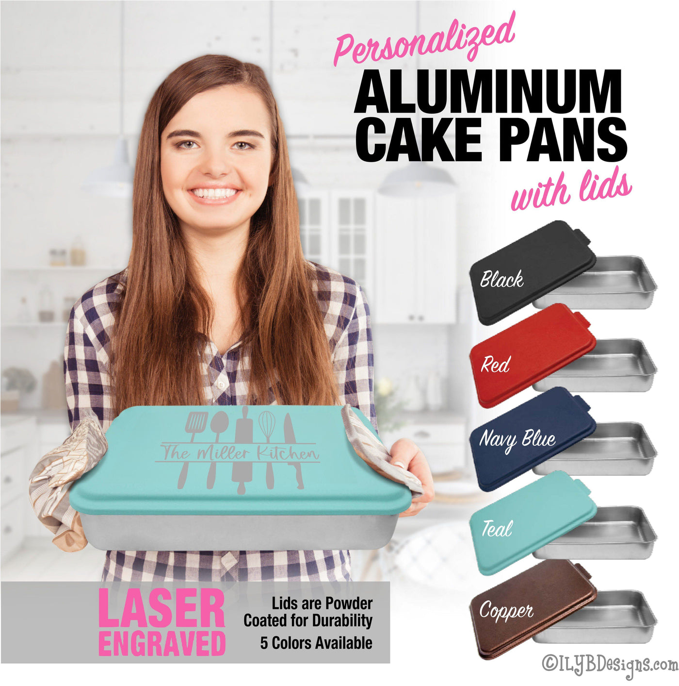 Personalized Cake Pan 9x13 (Engraved) Aluminum Pan Designs 1