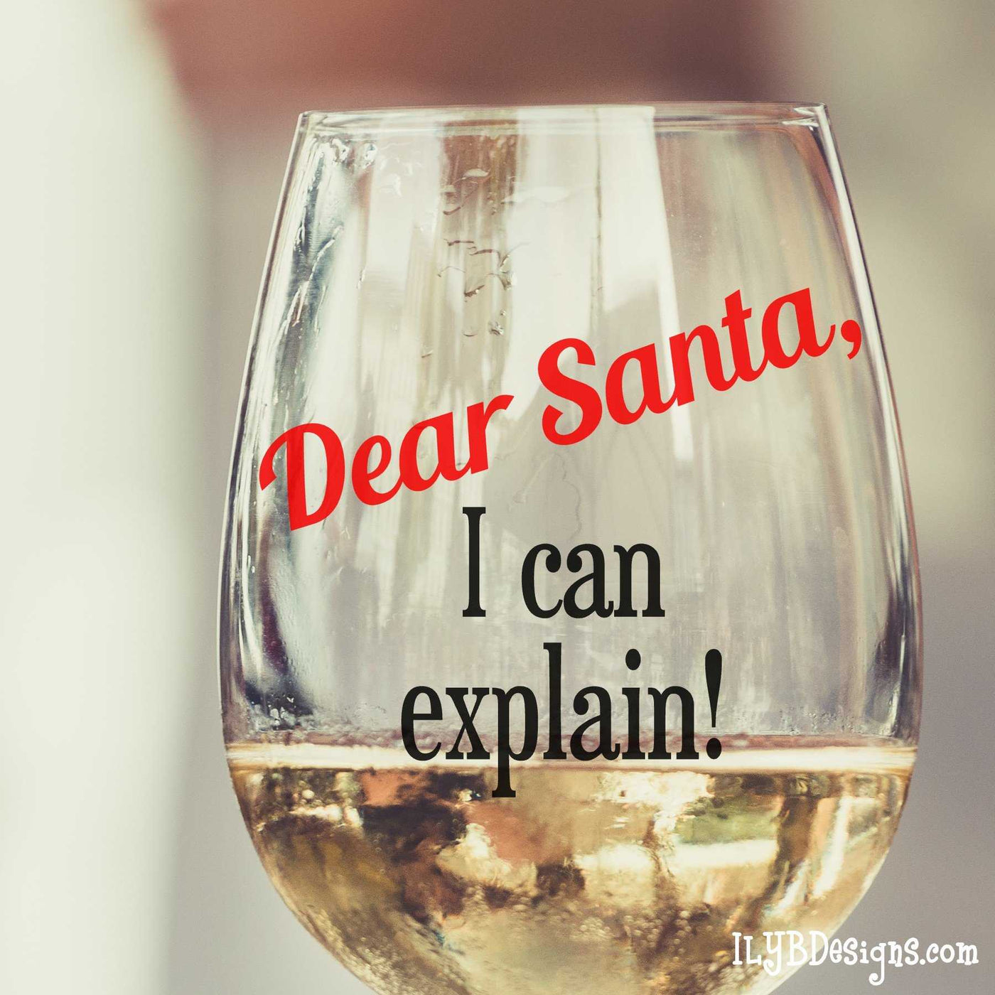 Christmas Wine Glass - Dear Santa I Can Explain Wine Glass - Christmas Gift - White Elephant Gift - ILYB Designs