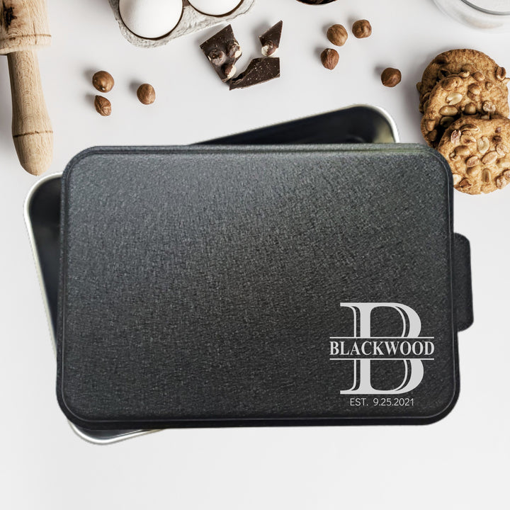 Personalized Cake Pan with Laser Engraved Lid | Monogram Name Design