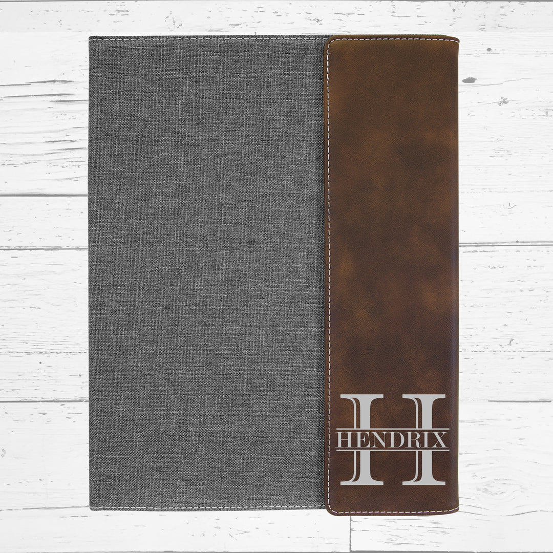 Custom Engraved Monogram Portfolio with Refillable Notepad | Graduation Gift