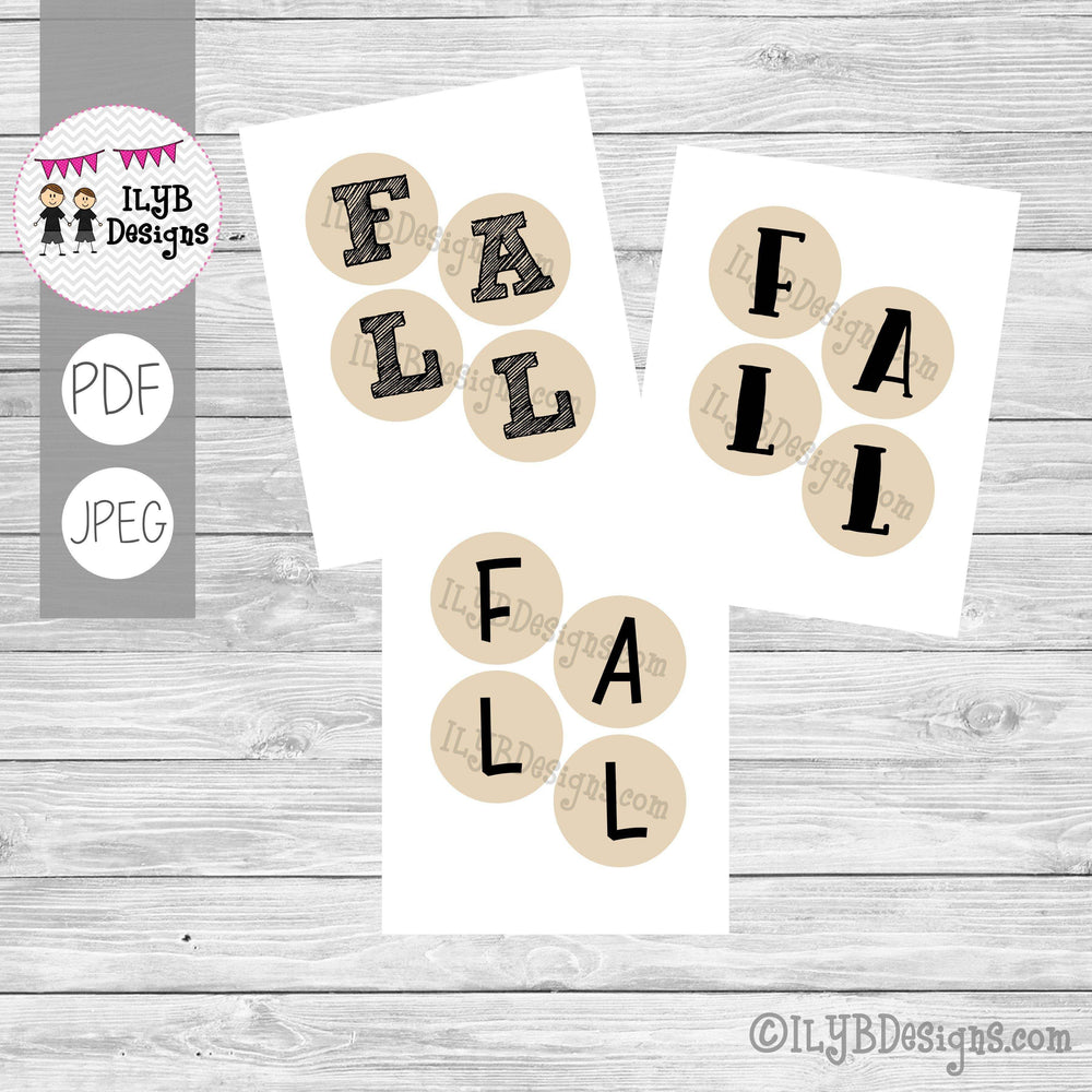 Fall Circle Letters - PDF, JPEG Printable Files - ILYB Designs